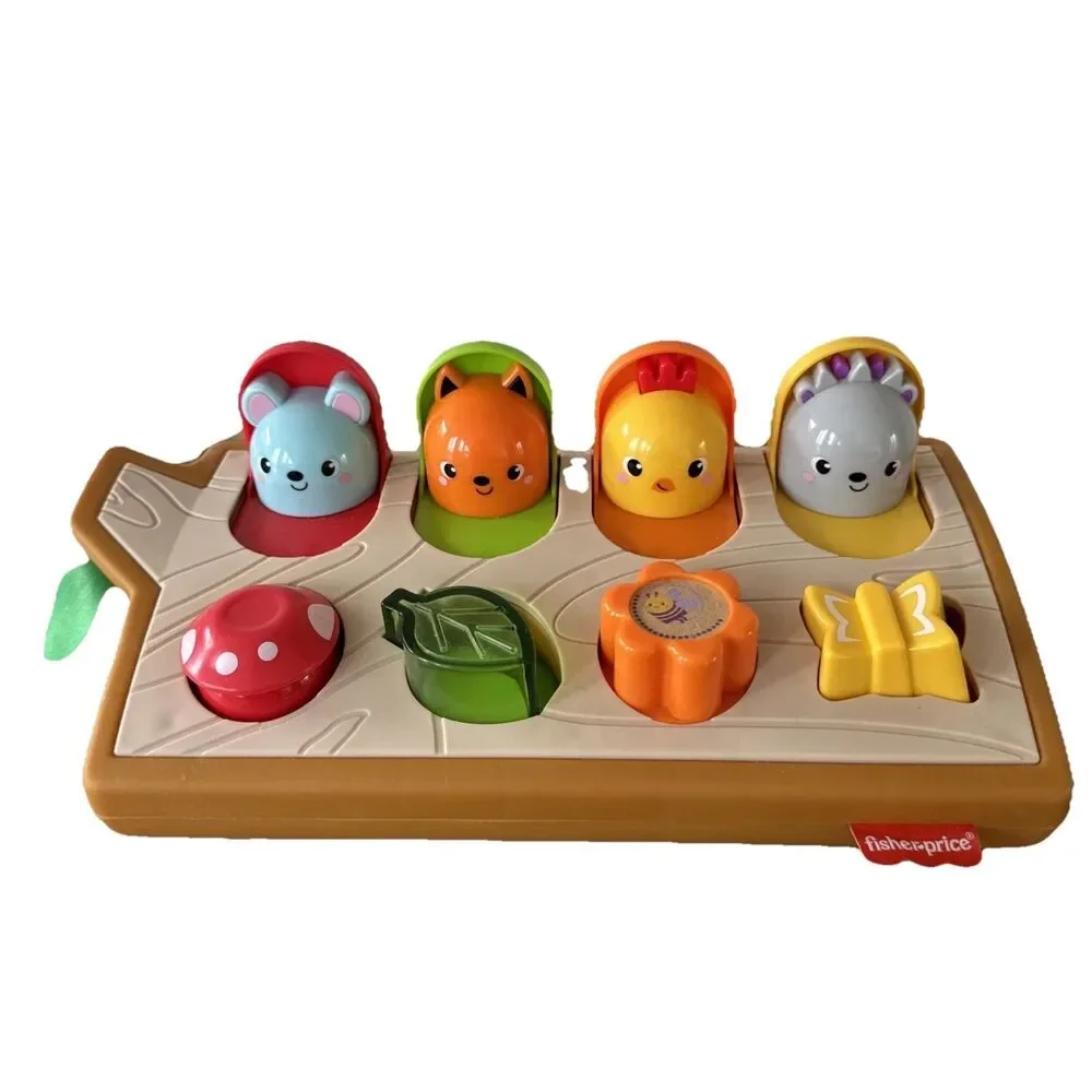 Fisher-Price Hide & Peek Pop-Up Animal Toy Sensory Activity EUC Ages 9+ Months